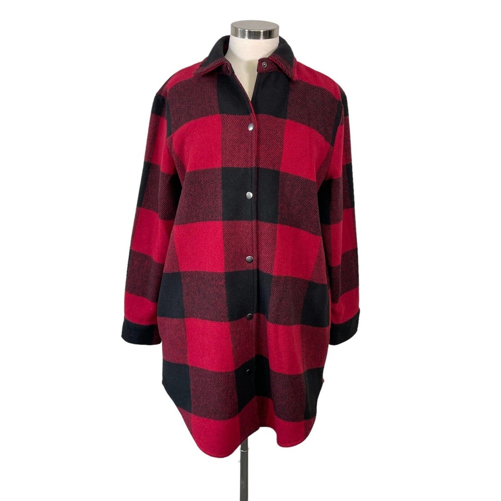 BB Dakota Steve Madden Medium Red Black Plaid Coat Shirt Jacket Shacket